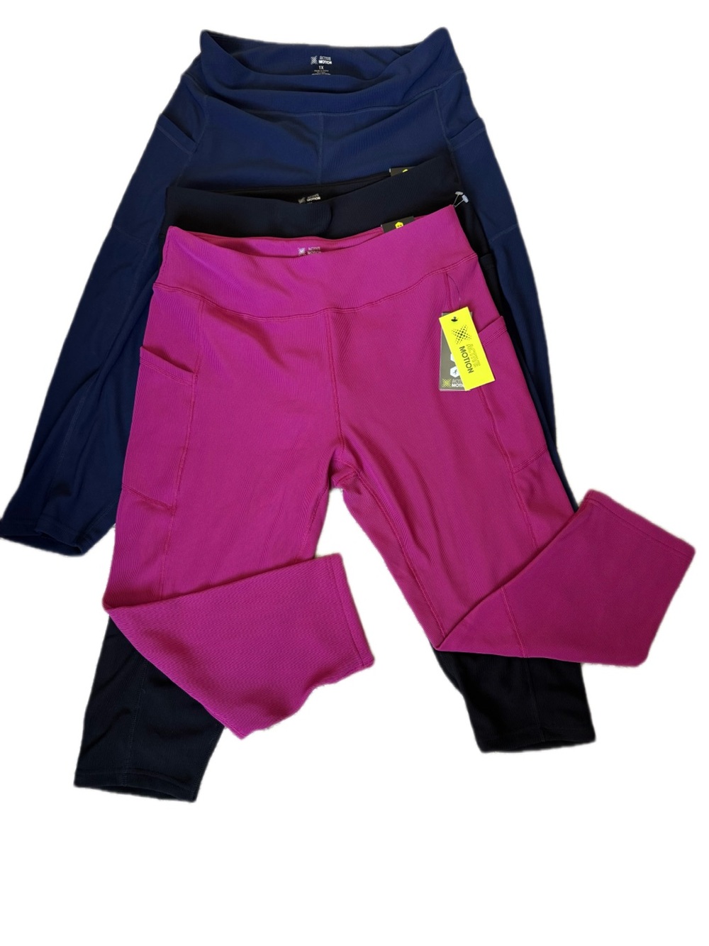 Women's High-Waist Pocket Active Leggings - Magenta 3pc